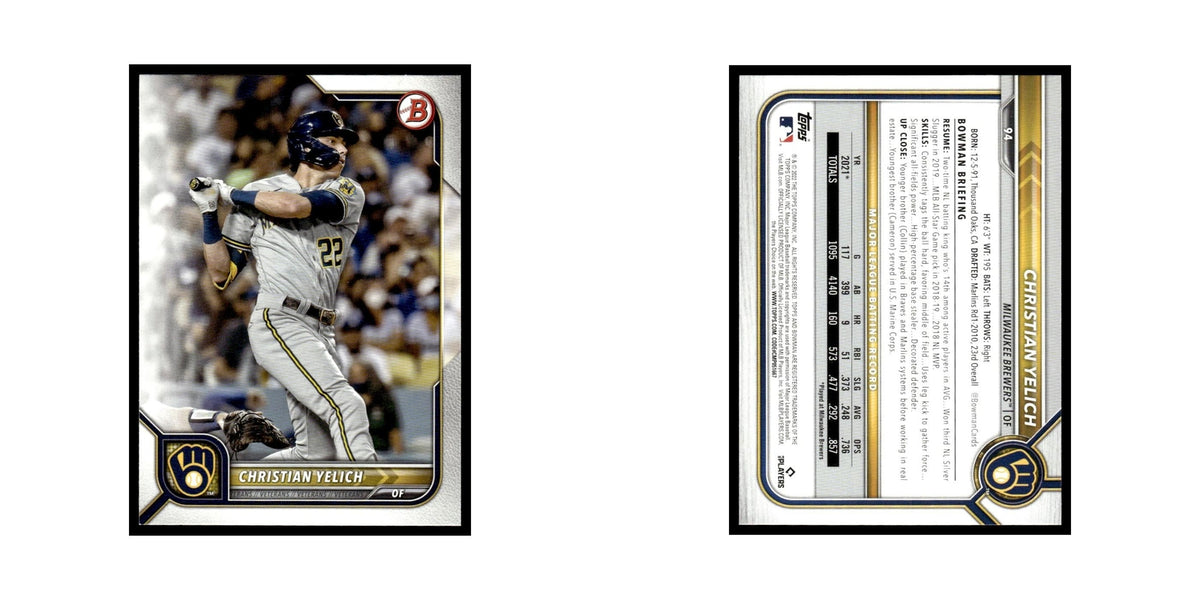 Christian Yelich 2022 Bowman #94 Milwaukee Brewers Baseball Card NM