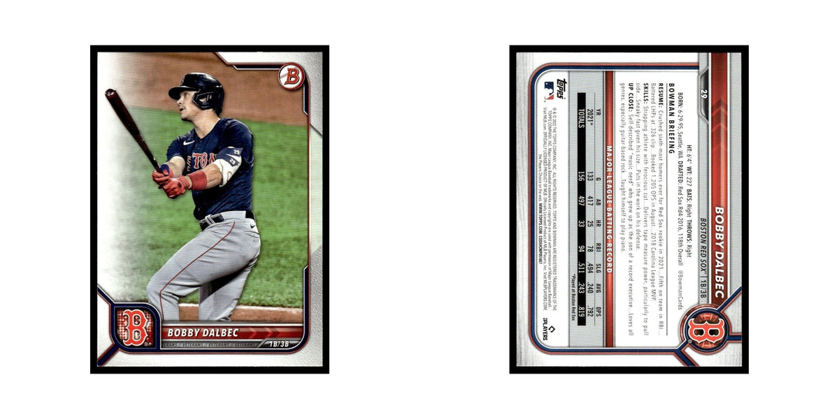 Bobby Dalbec 2022 Bowman #29 Boston Red Sox Baseball Card NM
