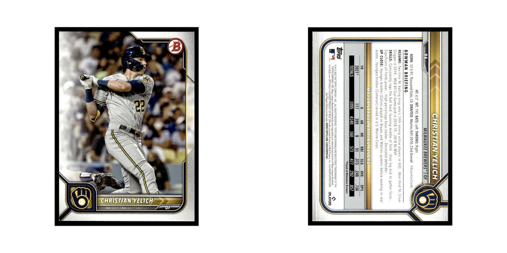 Christian Yelich 2022 Bowman #94 Milwaukee Brewers Baseball Card NM