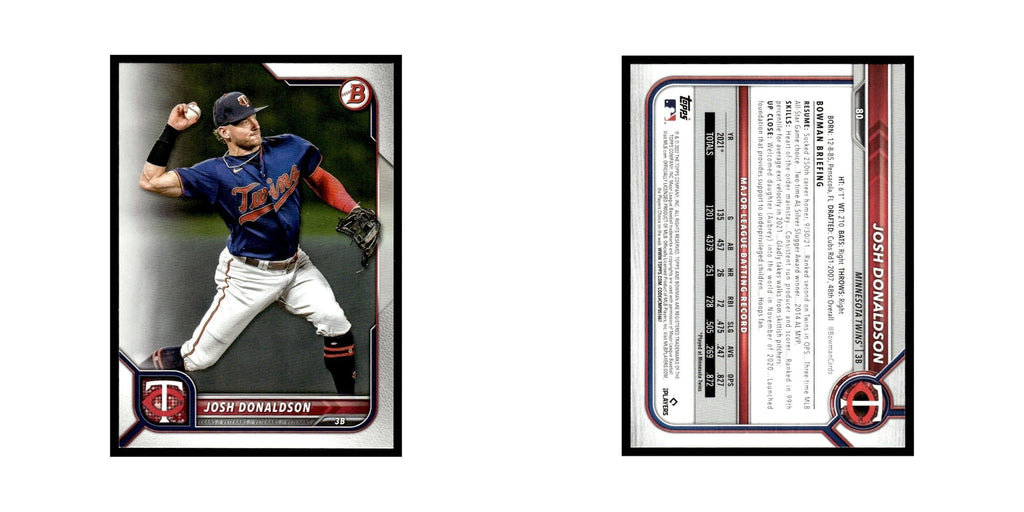 Josh Donaldson 2022 Bowman #80 Minnesota Twins Baseball Card NM
