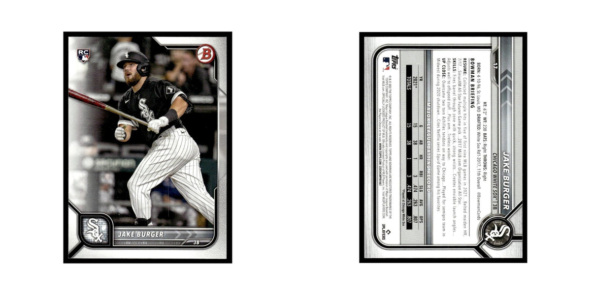 Jake Burger Rookie 2022 Bowman #17 Chicago White Sox Baseball Card NM