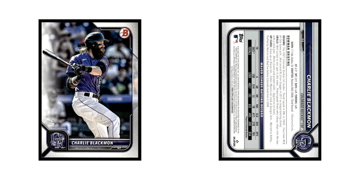 Charlie Blackmon 2022 Bowman #75 Colorado Rockies Baseball Card NM