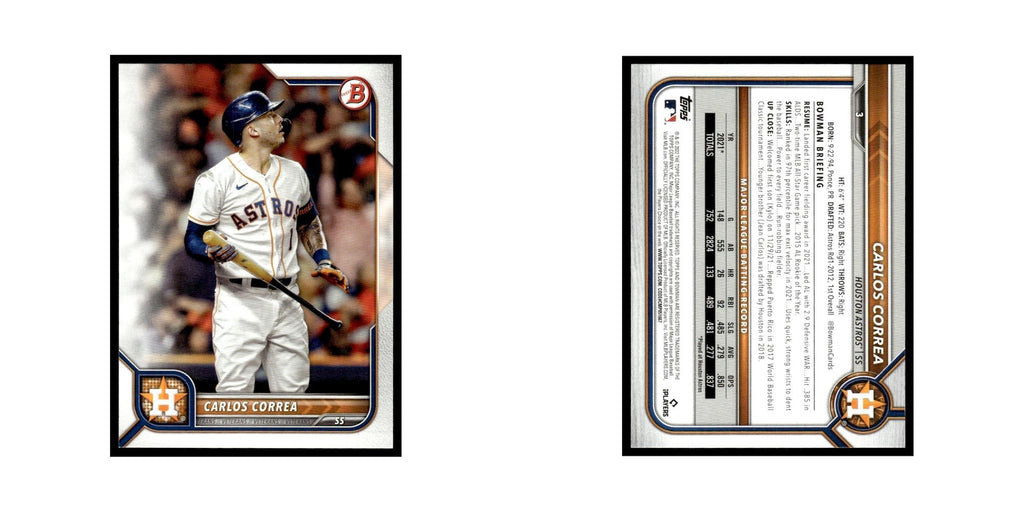 Carlos Correa 2022 Bowman #3 Houston Astros Baseball Card NM