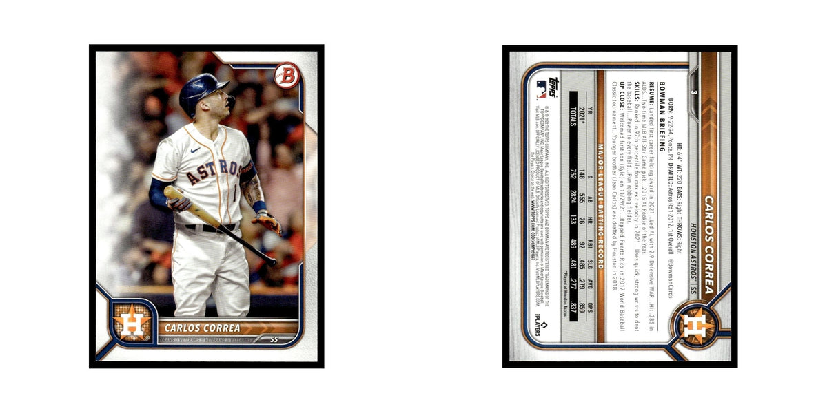 Carlos Correa 2022 Bowman #3 Houston Astros Baseball Card NM