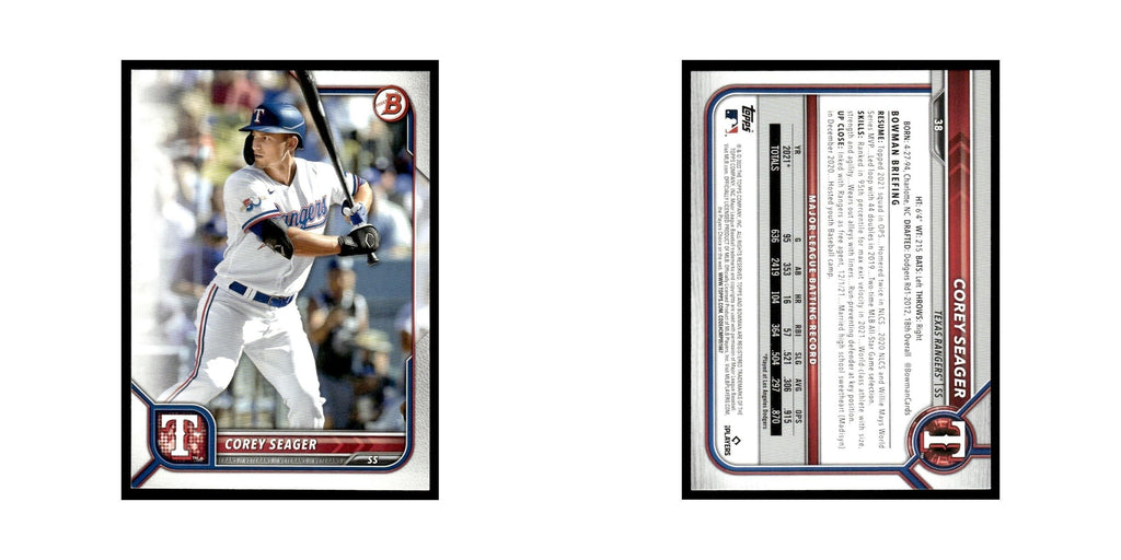 Corey Seager 2022 Bowman #38 Texas Rangers Baseball Card NM