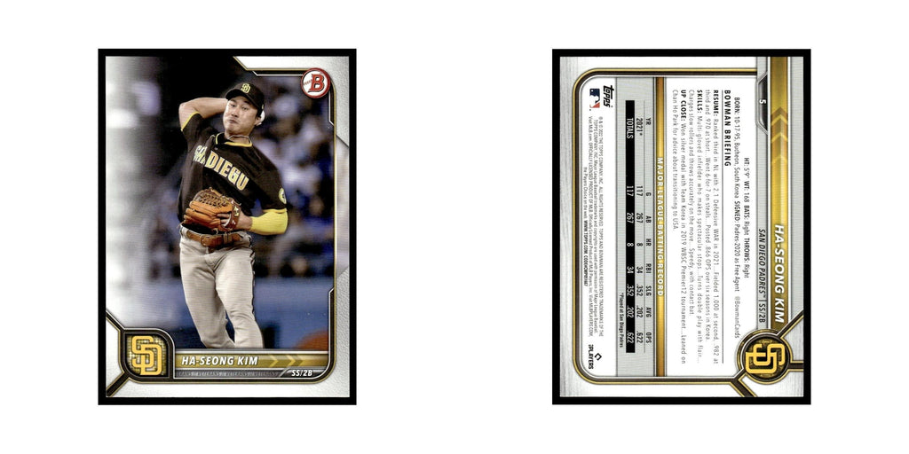 Ha-Seong Kim 2022 Bowman #5 San Diego Padres Baseball Card NM
