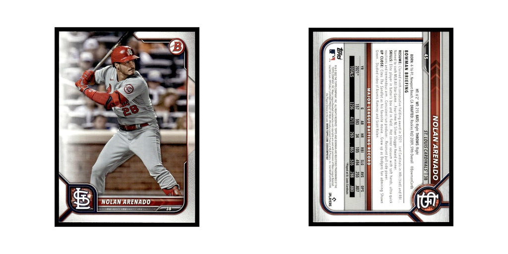 Nolan Arenado 2022 Bowman #45 St. Louis Cardinals Baseball Card NM