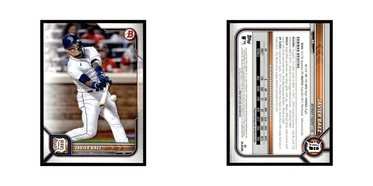 Javier Baez 2022 Bowman #99 Detroit Tigers Baseball Card NM