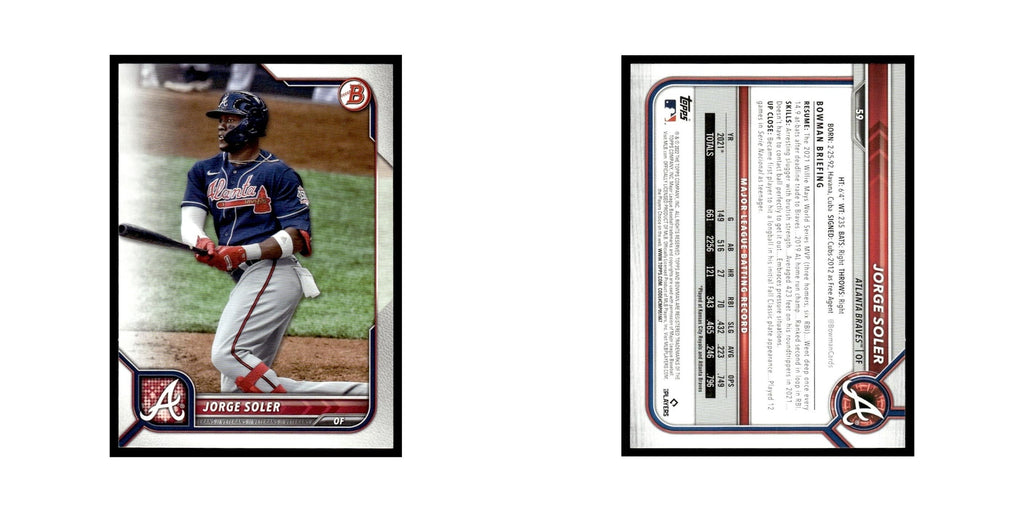 Jorge Soler 2022 Bowman #59 Atlanta Braves Baseball Card NM