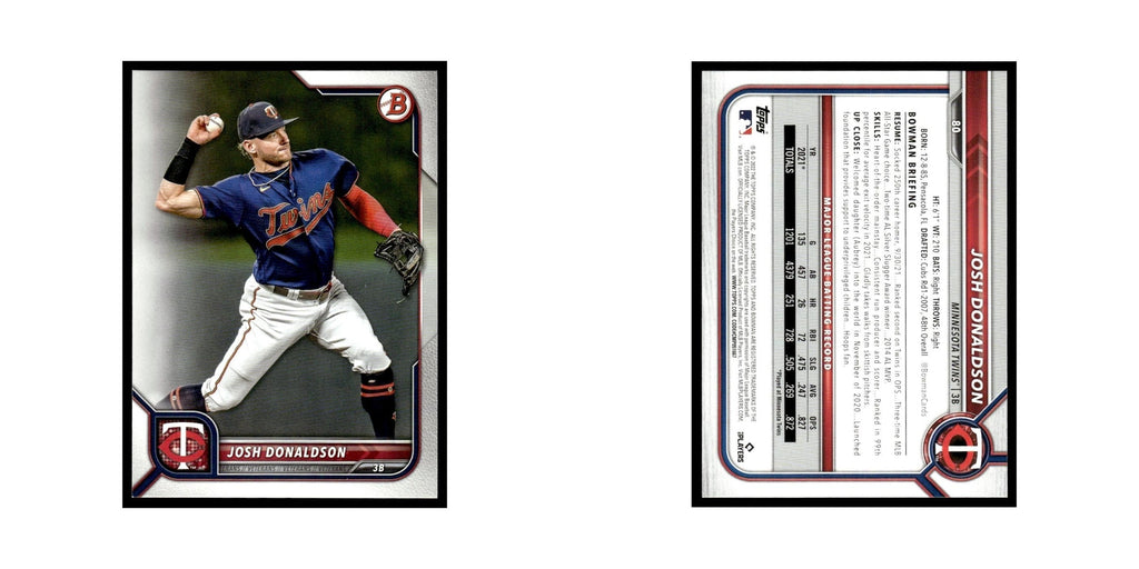 Josh Donaldson 2022 Bowman #80 Minnesota Twins Baseball Card NM