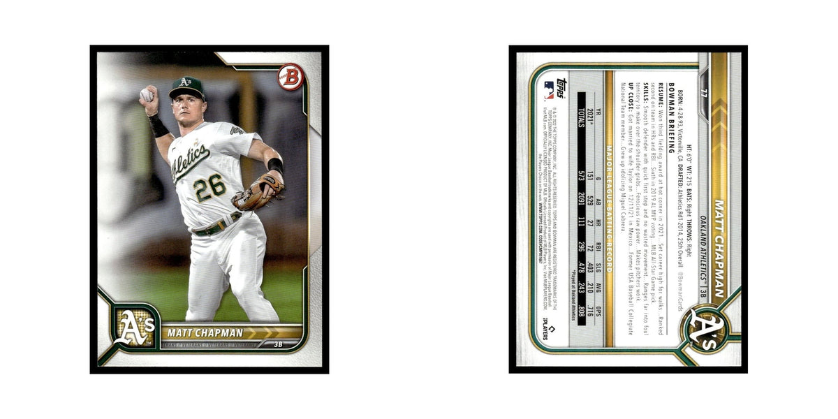 Matt Chapman 2022 Bowman #77 Oakland Athletics Baseball Card NM