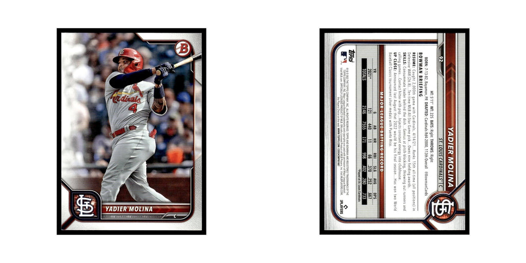 Yadier Molina 2022 Bowman #92 St. Louis Cardinals Baseball Card NM