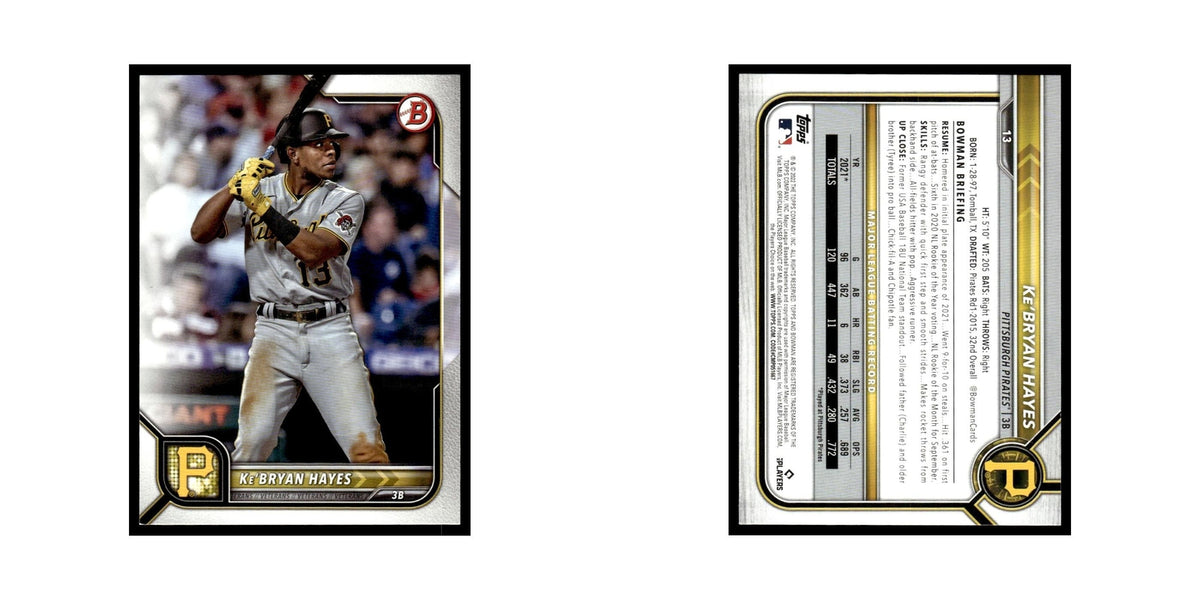 Ke'Bryan Hayes 2022 Bowman #13 Pittsburgh Pirates Baseball Card NM