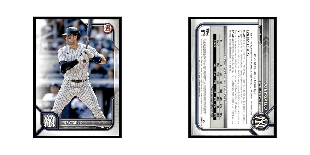 Joey Gallo 2022 Bowman #8 New York Yankees Baseball Card NM