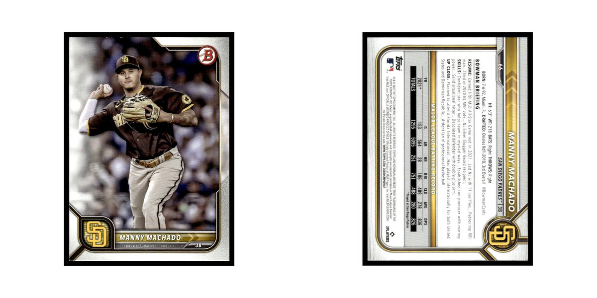 Manny Machado 2022 Bowman #66 San Diego Padres Baseball Card NM