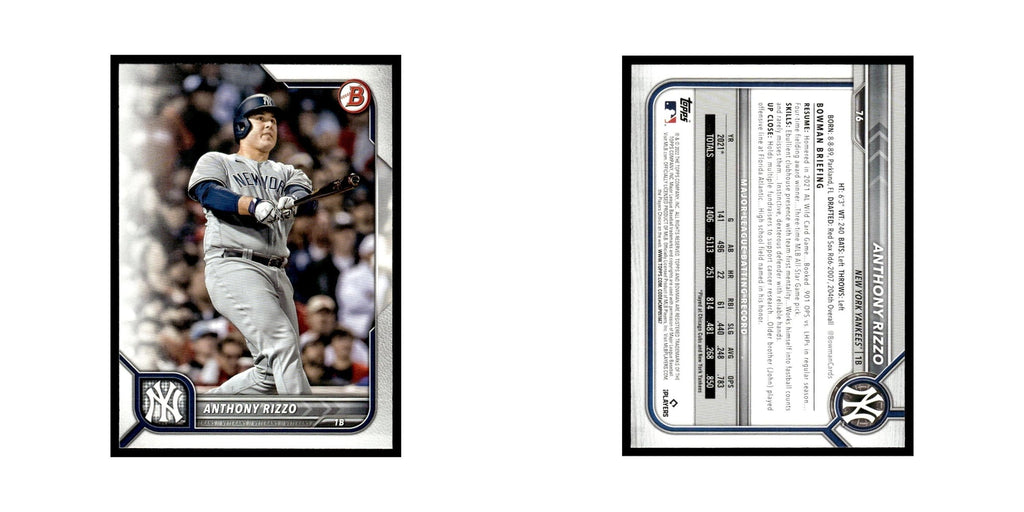 Anthony Rizzo 2022 Bowman #76 New York Yankees Baseball Card NM