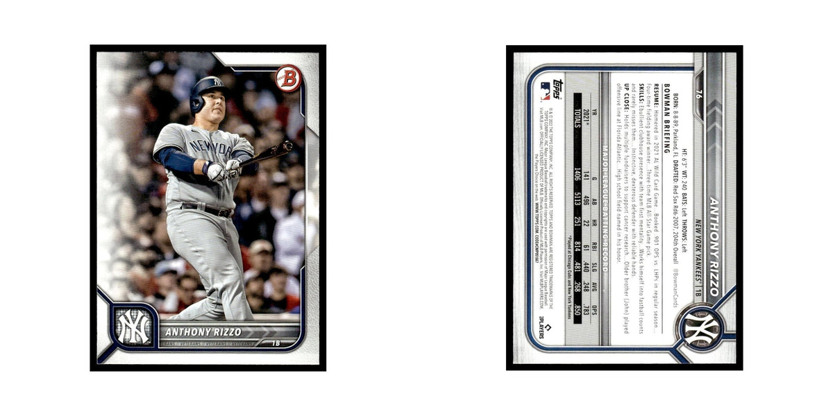Anthony Rizzo 2022 Bowman #76 New York Yankees Baseball Card NM