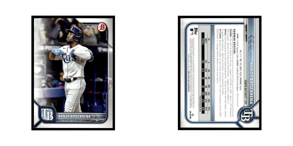Randy Arozarena 2022 Bowman #79 Tampa Bay Rays Baseball Card NM