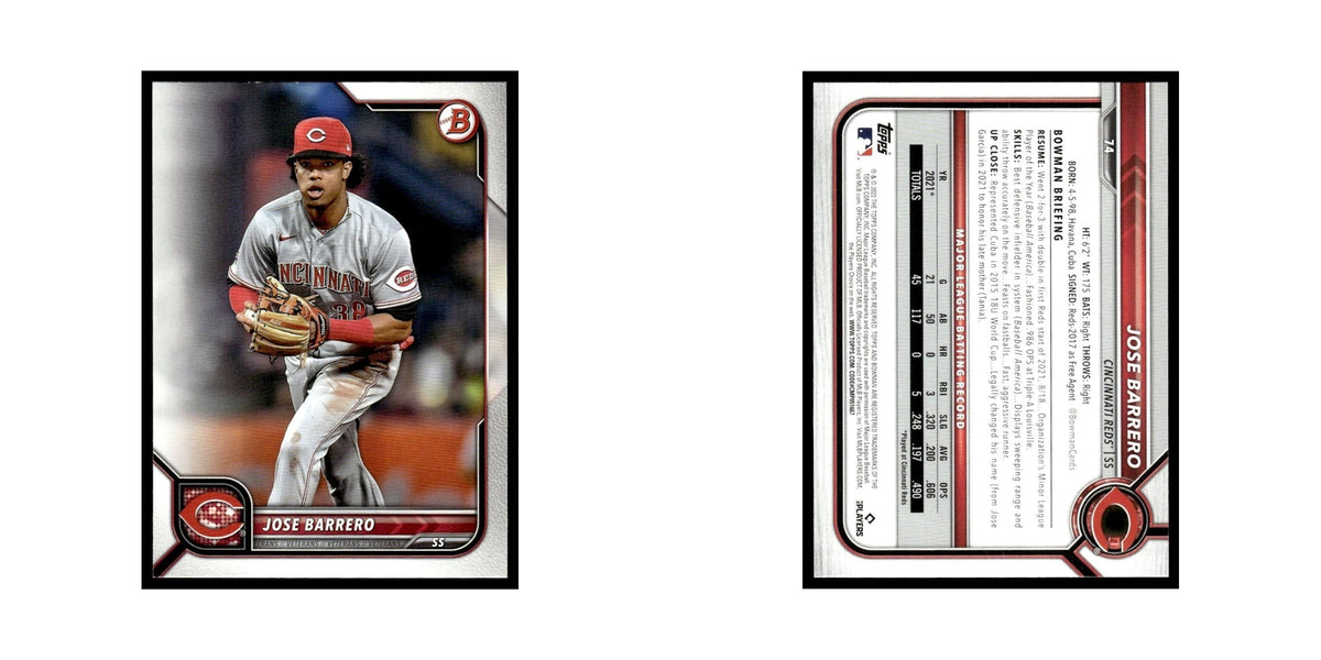 Jose Barrero 2022 Bowman #74 Cincinnati Reds Baseball Card NM