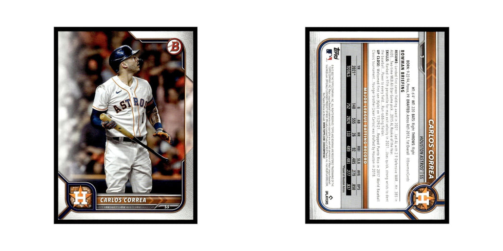 Carlos Correa 2022 Bowman #3 Houston Astros Baseball Card NM