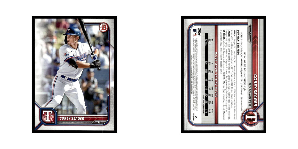 Corey Seager 2022 Bowman #38 Texas Rangers Baseball Card NM