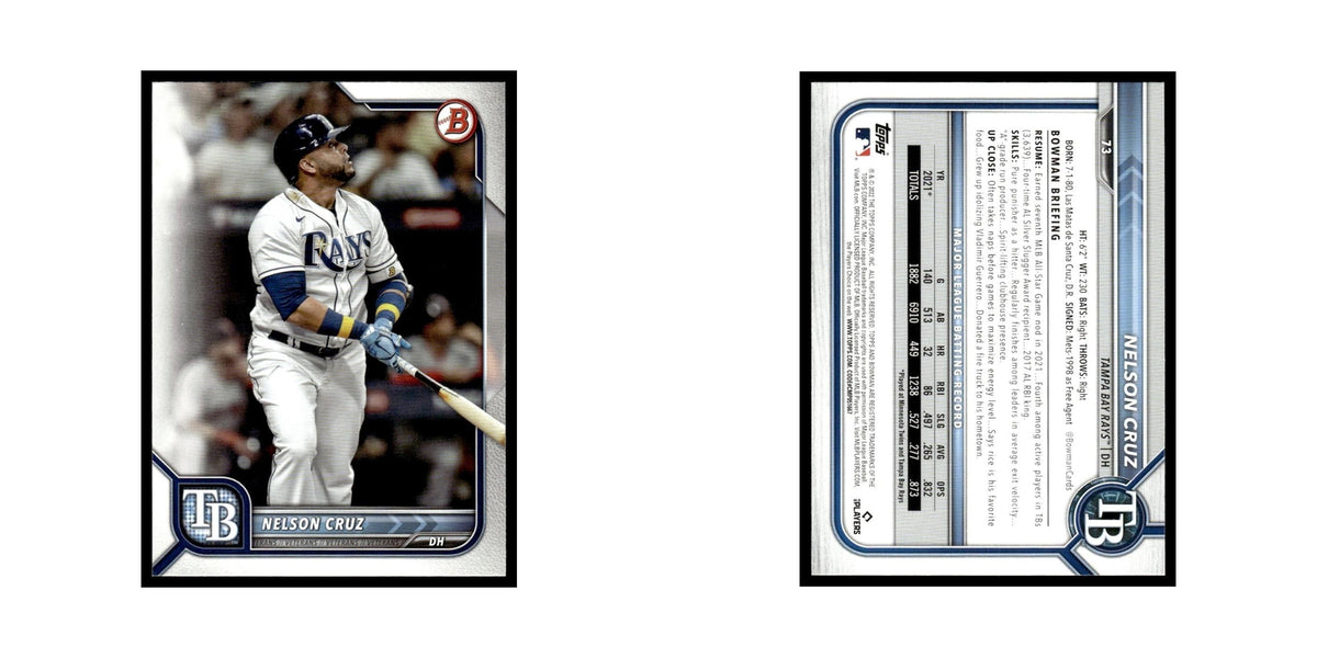 Nelson Cruz 2022 Bowman #73 Tampa Bay Rays Baseball Card NM