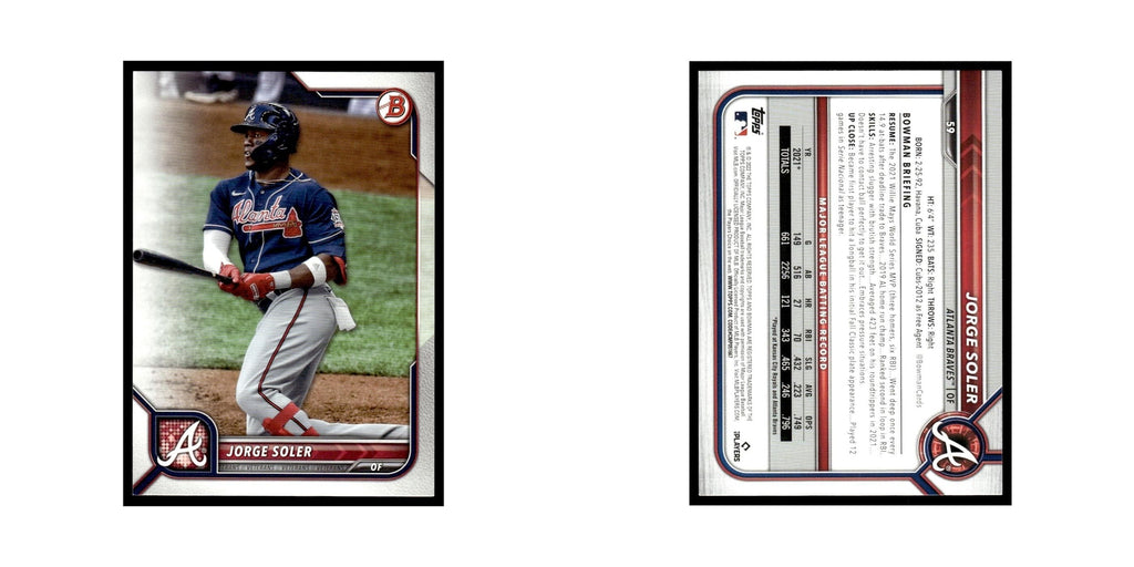 Jorge Soler 2022 Bowman #59 Atlanta Braves Baseball Card NM