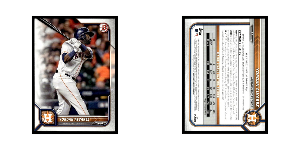 Yordan Alvarez 2022 Bowman #83 Houston Astros Baseball Card NM