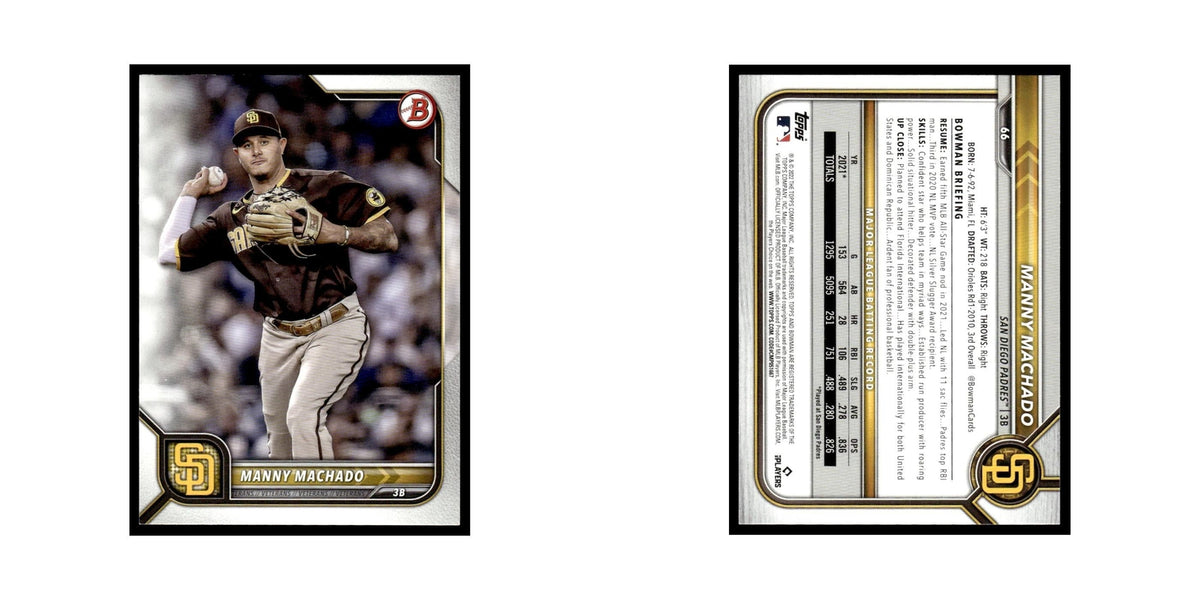 Manny Machado 2022 Bowman #66 San Diego Padres Baseball Card NM