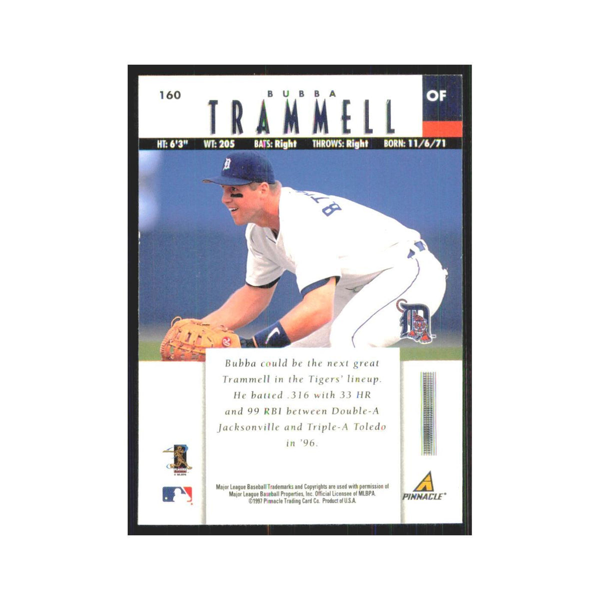 1997 Pinnacle Bubba Tramell RC Tigers #160