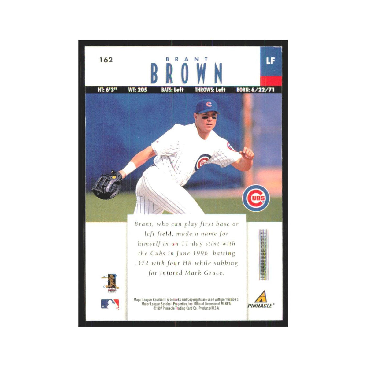 1997 Pinnacle Brant Brown RC Cubs #162