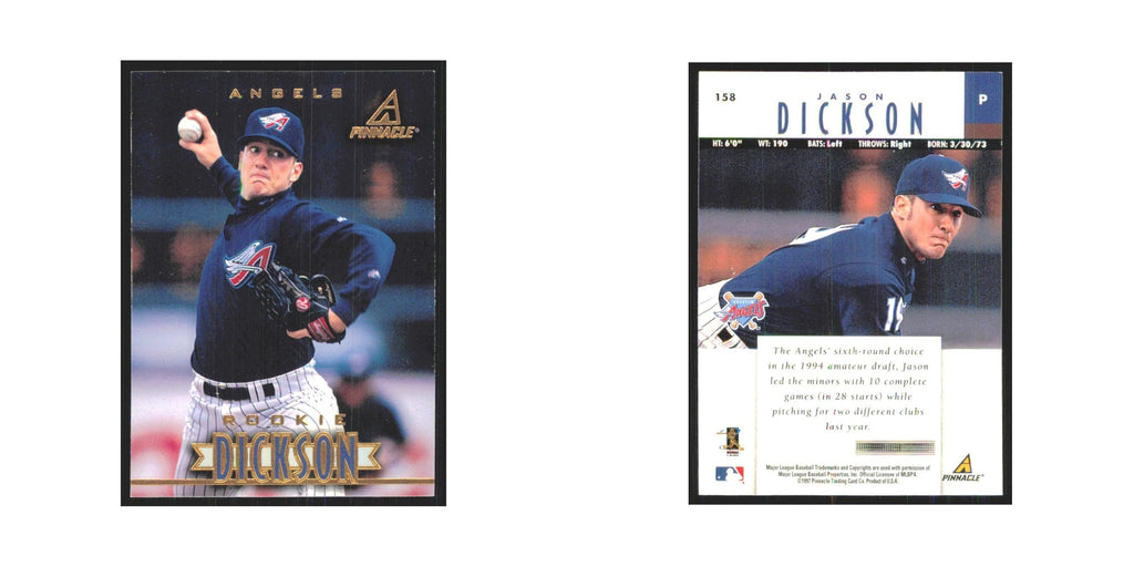1997 Pinnacle Jason Dickson RC Angels #158