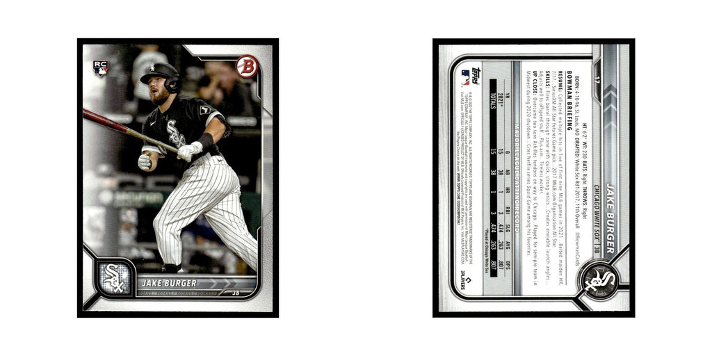 Jake Burger Rookie 2022 Bowman #17 Chicago White Sox Baseball Card NM