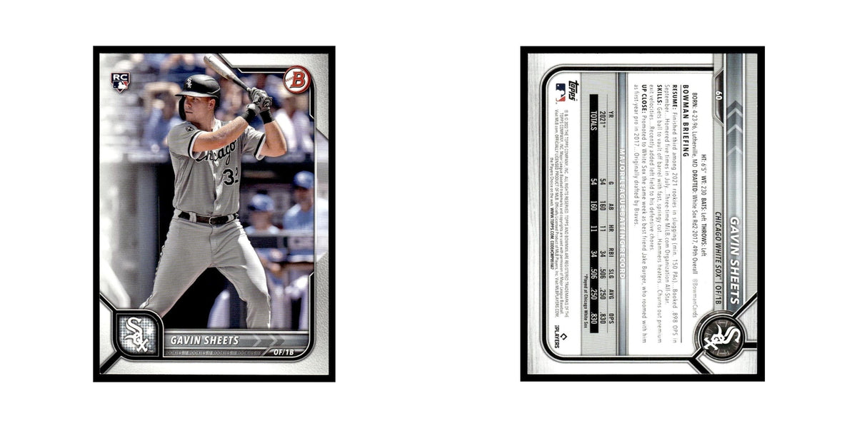 Gavin Sheets Rookie 2022 Bowman #60 Chicago White Sox Baseball Card NM