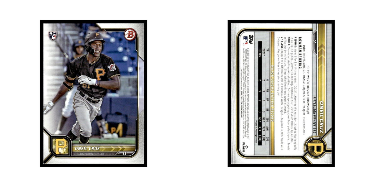 Oneil Cruz Rookie 2022 Bowman #51 Pittsburgh Pirates Baseball Card NM