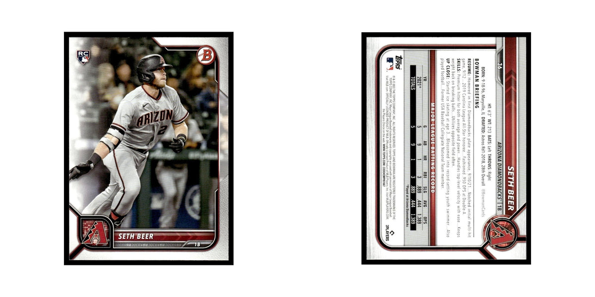 Seth Beer Rookie 2022 Bowman #36 Arizona Diamondbacks Baseball Card NM