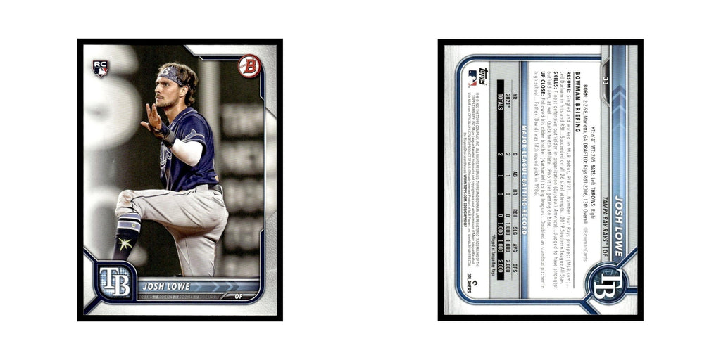 Josh Lowe Rookie 2022 Bowman #33 Tampa Bay Rays Baseball Card NM