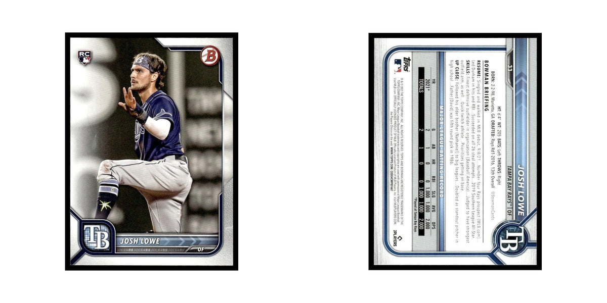 Josh Lowe Rookie 2022 Bowman #33 Tampa Bay Rays Baseball Card NM