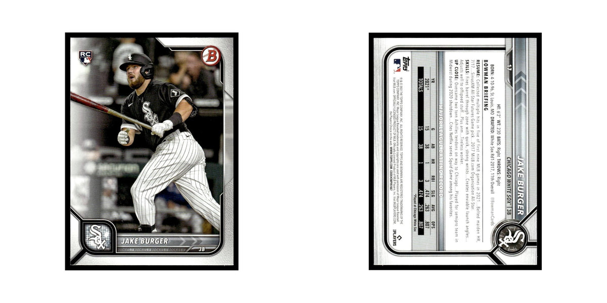 Jake Burger Rookie 2022 Bowman #17 Chicago White Sox Baseball Card NM