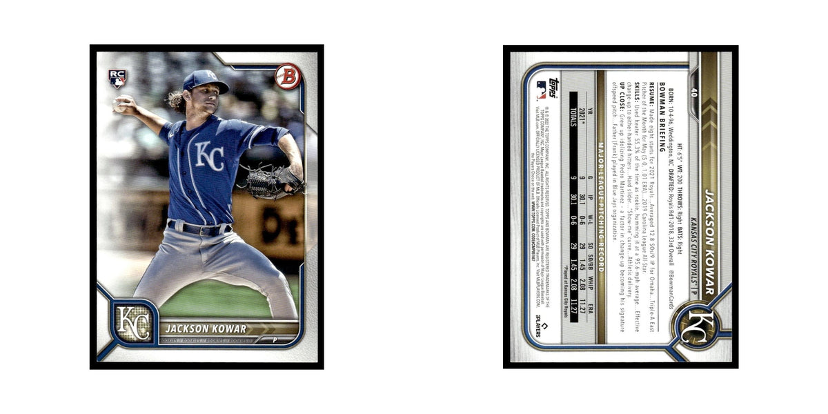 Jackson Kowar Rookie 2022 Bowman #40 Kansas City Royals Baseball Card NM