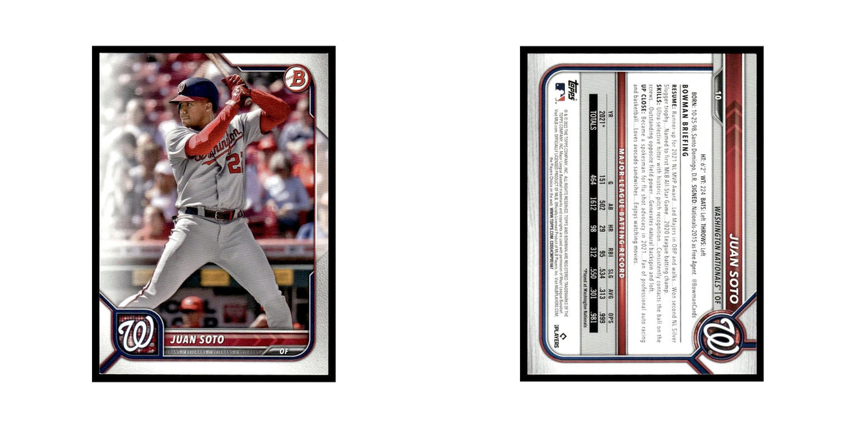 Juan Soto 2022 Bowman #10 Washington Nationals Baseball Card NM