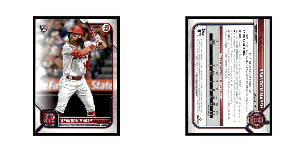 Brandon Marsh Rookie 2022 Bowman #81 Los Angeles Angels Baseball Card NM