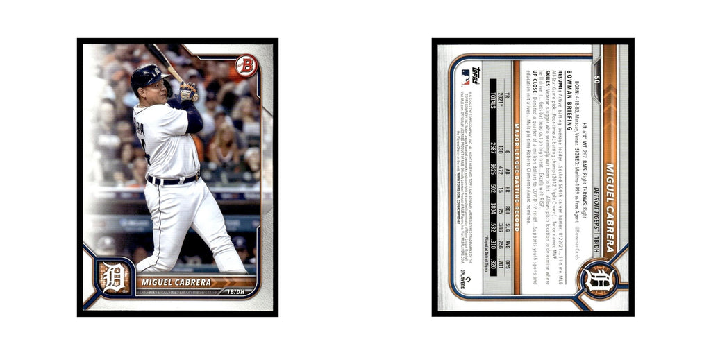 Miguel Cabrera 2022 Bowman #50 Detroit Tigers Baseball Card NM