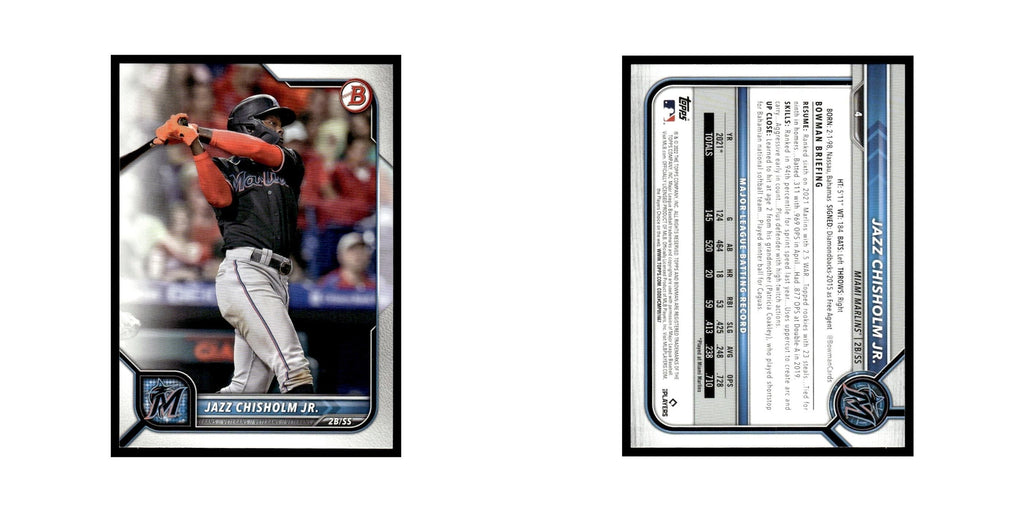 Jazz Chisholm Jr. 2022 Bowman #4 Miami Marlins Baseball Card NM
