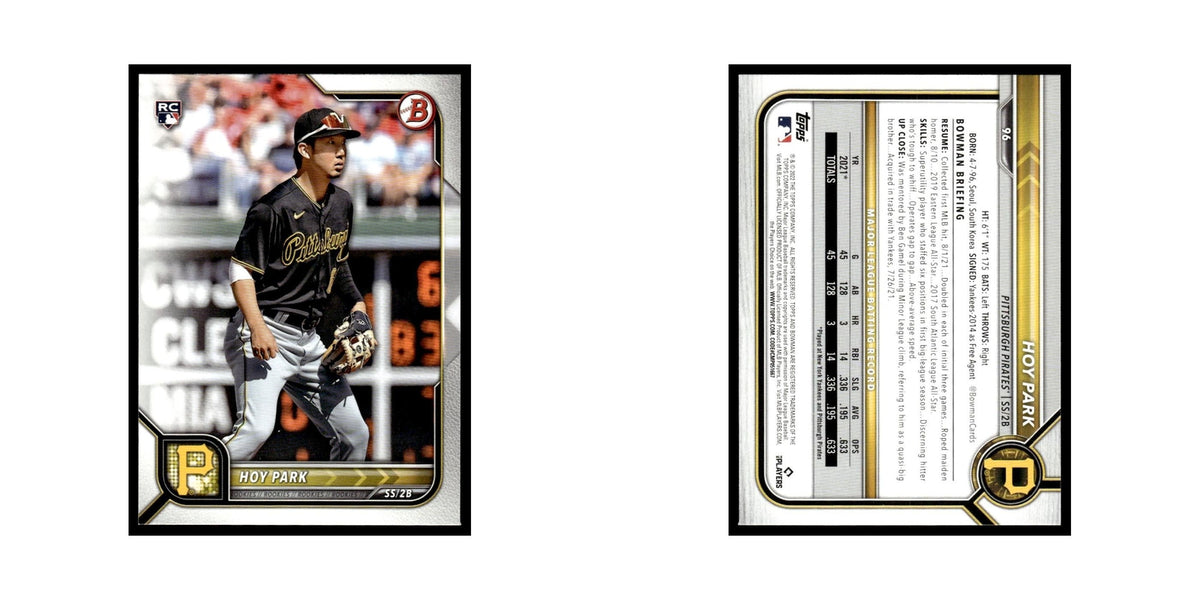 Hoy Park Rookie 2022 Bowman #96 Pittsburgh Pirates Baseball Card NM