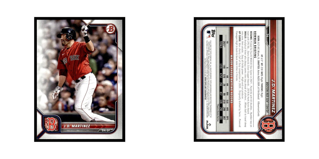 J.D. Martinez 2022 Bowman #26 Boston Red Sox Baseball Card NM