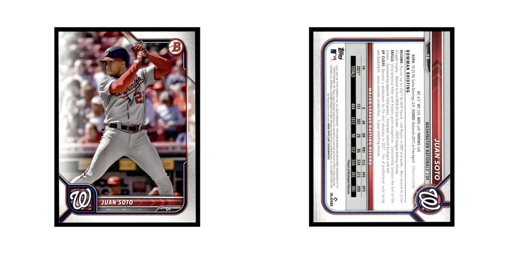 Juan Soto 2022 Bowman #10 Washington Nationals Baseball Card NM