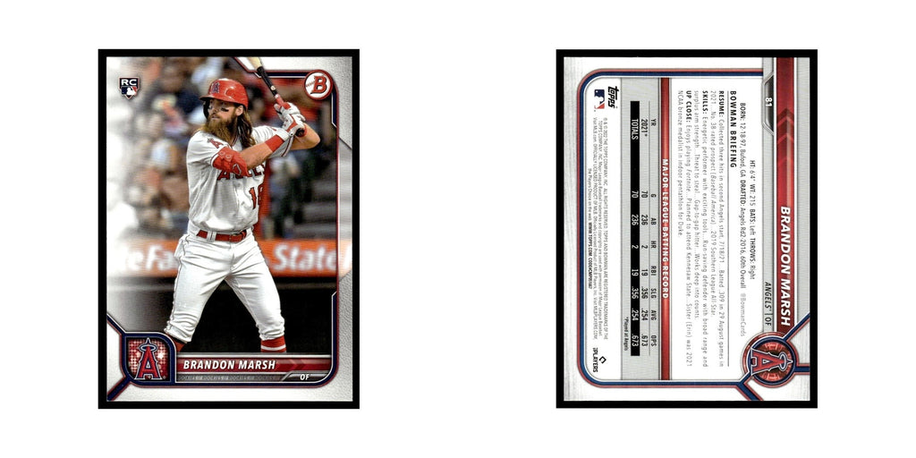 Brandon Marsh Rookie 2022 Bowman #81 Los Angeles Angels Baseball Card NM