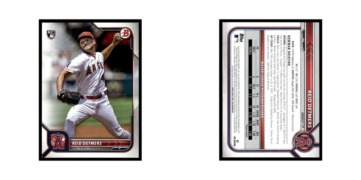 Reid Detmers Rookie 2022 Bowman #44 Los Angeles Angels Baseball Card NM