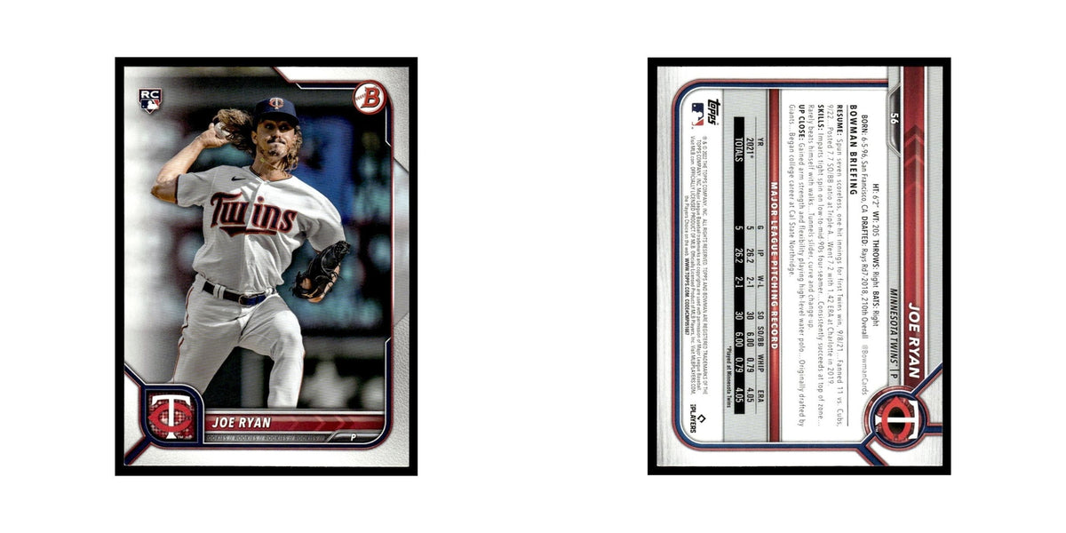 Joe Ryan Rookie 2022 Bowman #56 Minnesota Twins Baseball Card NM